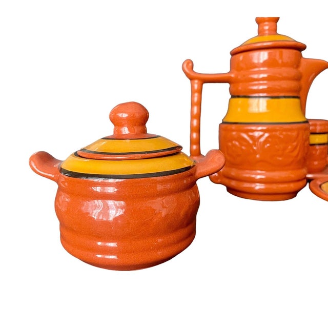 1960s Vintage Spanish Pottery Tea Coffee Set, Signed Carla Rd, Terracotta Redware, 15-Piece For Sale - Image 5 of 10