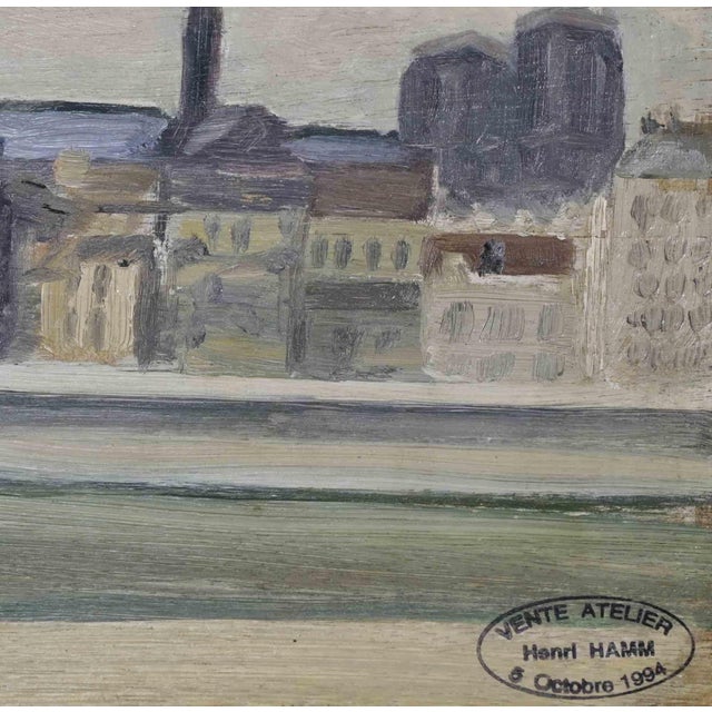 View of Paris is a modern artwork realized by Henri Hamm in the 1930s. Oil on wooden Panel. Good conditions. This piece is...