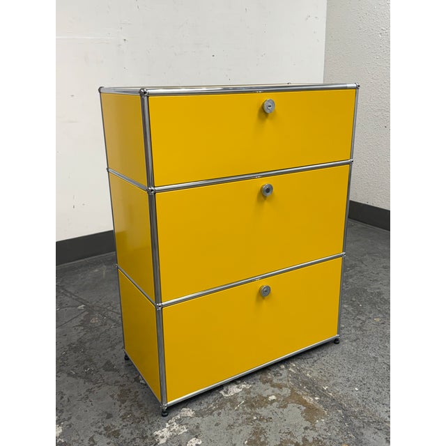 Modern Fritz Haller for Usm Haller Three Drawer Chest, Golden Yellow For Sale - Image 3 of 12