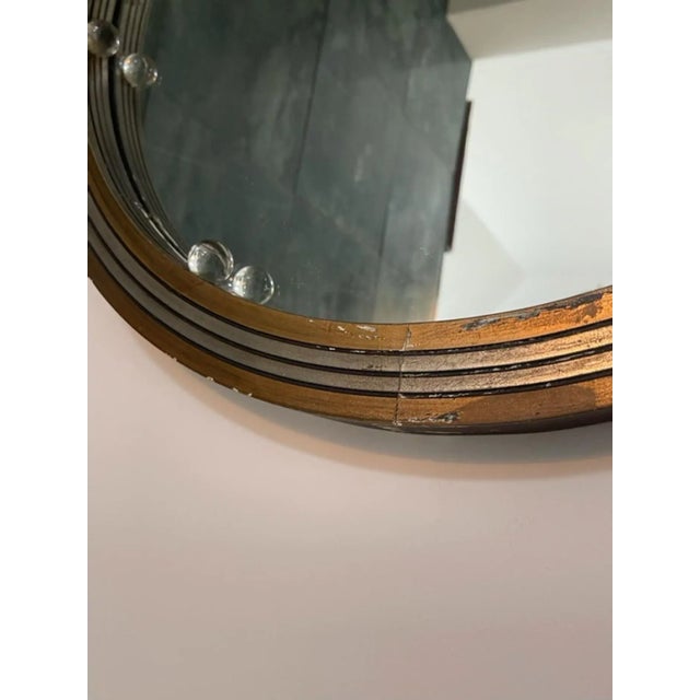 Early 20th Century Art Deco Silvered & Gold Wood Round Glass Ball