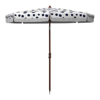 Outdoor Sydney 6.5 ft Umbrella - White/Navy Polka Dot For Sale