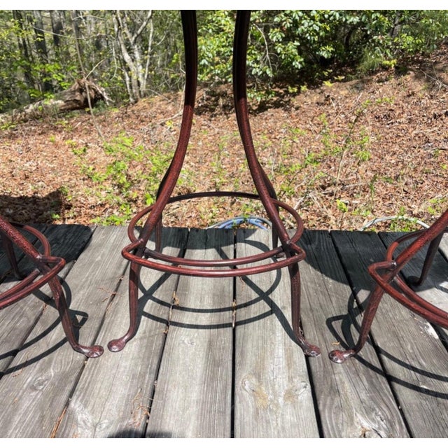 Charleston Forge Patinated Wrought Iron Swivel Counter Bar Stools, Set of 3 For Sale In West Palm - Image 6 of 11