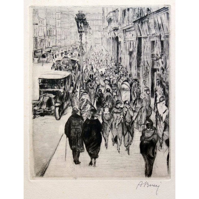 Downtown Paris - Original Etching by Anselmo Bucci - 1915 ca. 1915 ca. For Sale - Image 3 of 3