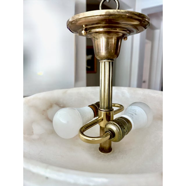 1970s French Directoire Style Alabaster Flushmount Ceiling Light For Sale - Image 13 of 16