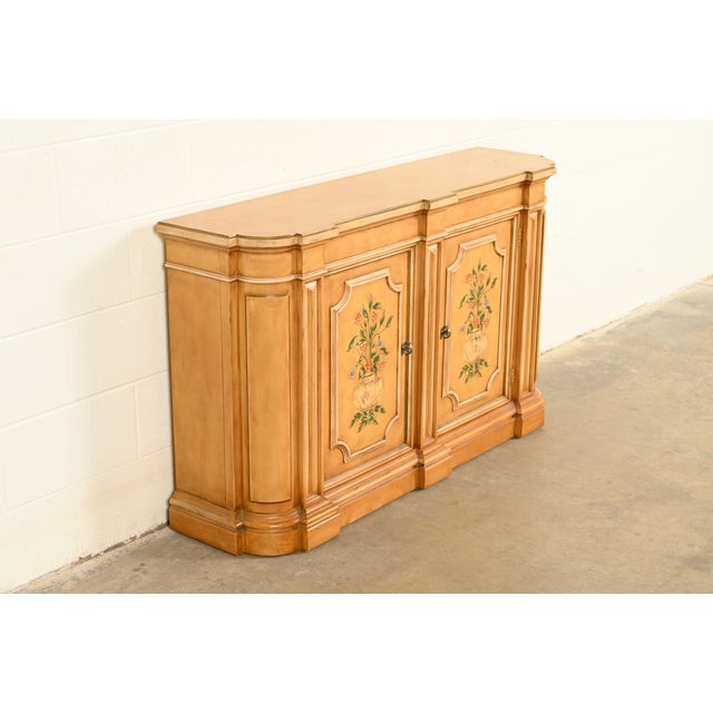 Henredon Henredon French Regency Louis XVI Hand Painted Console or Bar Cabinet For Sale - Image 4 of 13