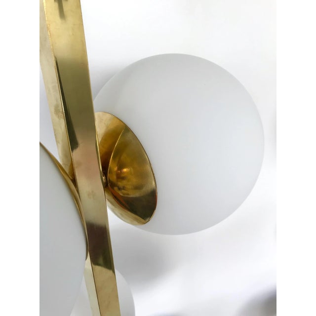 Metal Contemporary Brass Floor Lamps Opaline Ball, Italy For Sale - Image 7 of 12