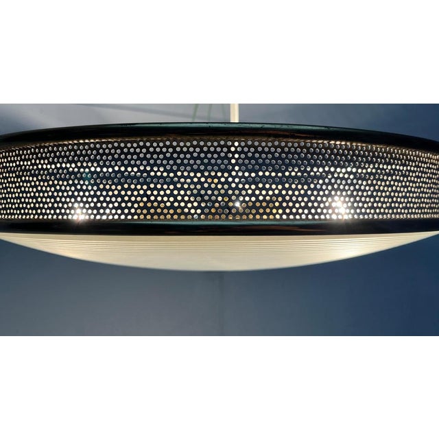 Mid-Century Modern Mid-Century Modern German Metal, Mesh and Glass Plafoniere Pendant Lamp, 1960s For Sale - Image 3 of 18