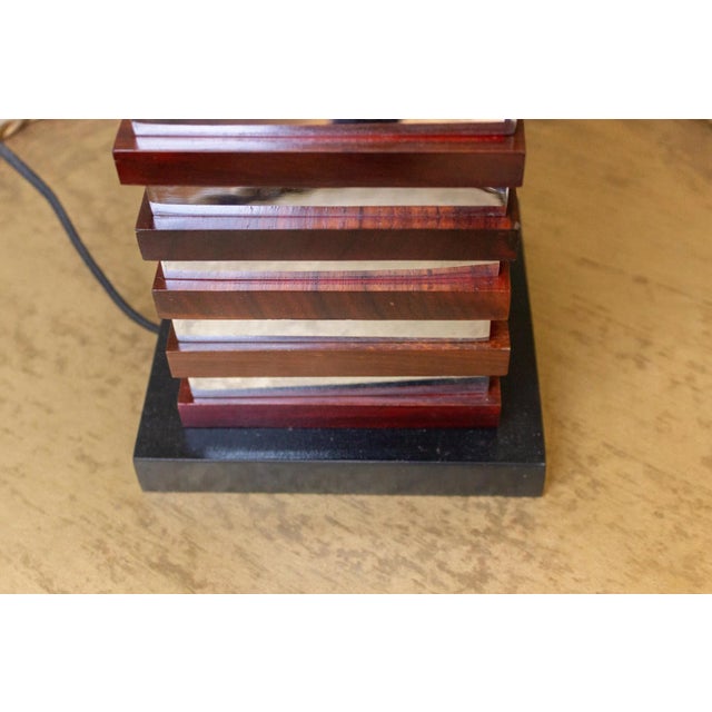 Pair of French Stacked Wood and Chrome Table Lamps For Sale In New York - Image 6 of 12