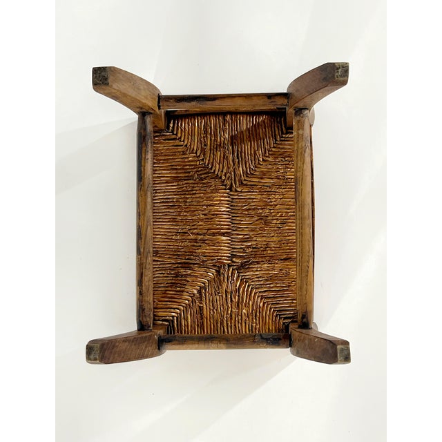1930s Petite Antique Primitive French Rush Footstool For Sale - Image 5 of 10