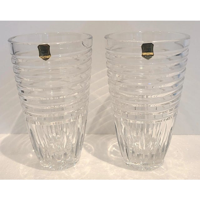 Transparent Mid 20th Century 24% Polish Lead Crystal Flower Vases - a Pair For Sale - Image 8 of 8