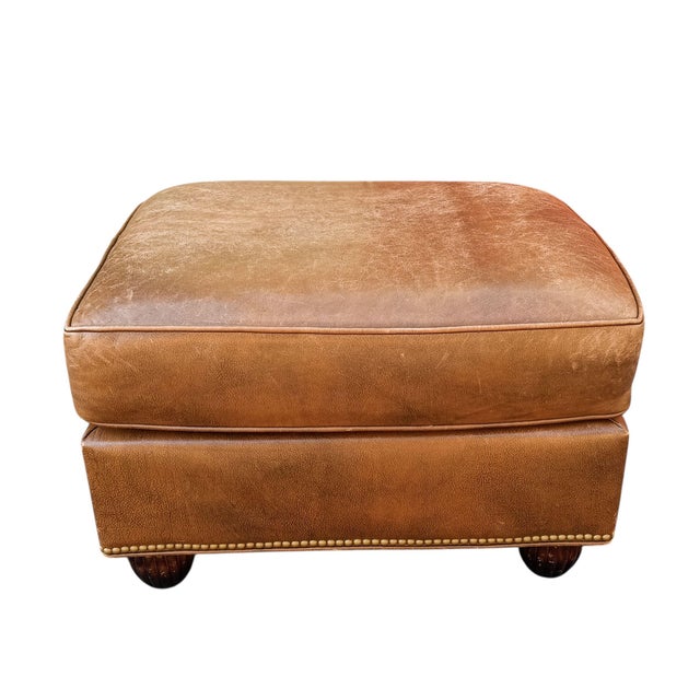 Experience the Pinnacle of Classic Comfort With Premium Hancock & Moore Leather Club Chair & Matching Ottoman For Sale In Raleigh - Image 6 of 10