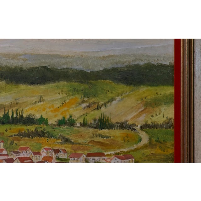 Mid 20th C. European Village Scene Oil on Canvas Signed and Dated Lower Right 1970 23.5" x 29.5 unframed 31" x 37" framed