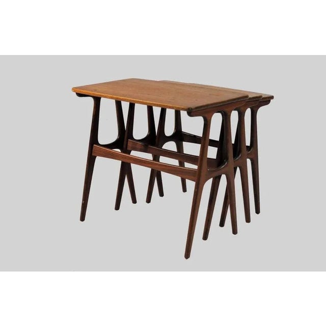 Fully Restored and Refinished Danish Nesting Tables in Teak, 1960s, Set of 3 For Sale - Image 6 of 8