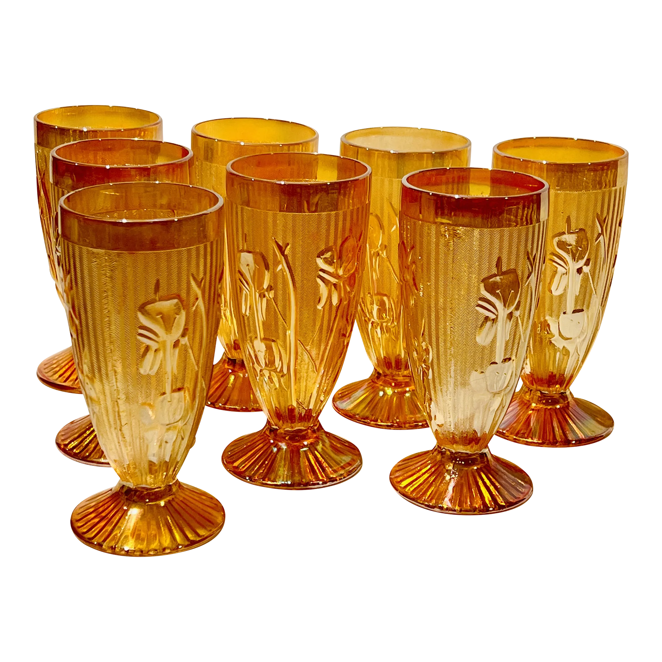 Vintage Jeannette Depression Glass Amber-Orange Iridescent Tumbler