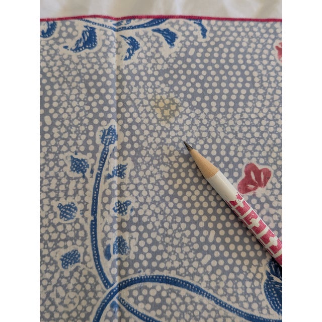 Blue Vintage China Seas Quadrille Designer Fabric Napkins Set of 11 | Chinoiserie Blue Pink Floral | 18x18 | to-the-Trade Luxury Textile For Sale - Image 8 of 11