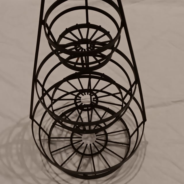 Metal Large Vintage 3 Tier Wrought Iron Fruit/Food Holder/ Kitchen Stand For Sale - Image 7 of 12