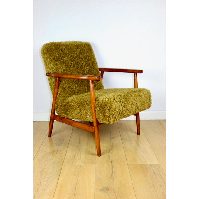Vintage Olive Armchair in Red Fox with High Pile Camel Fabric, 1970s For Sale - Image 13 of 15