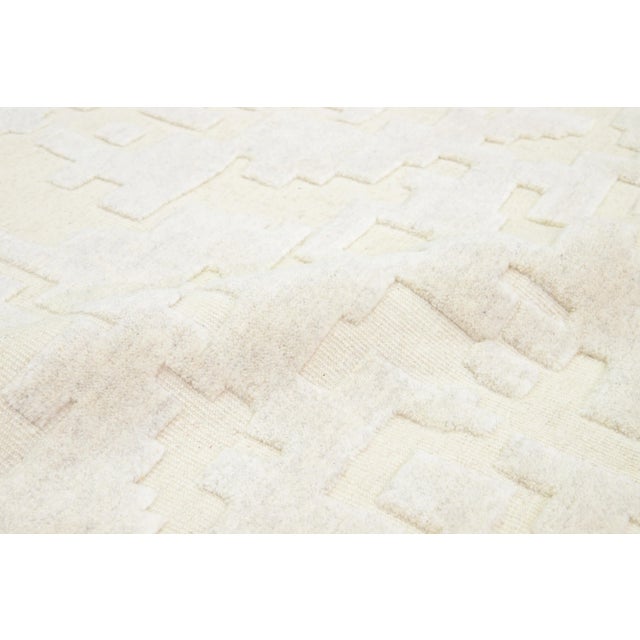 Ivory Apadana's Modern Abstract Moroccan Style Wool Rug in Ivory For Sale - Image 8 of 9