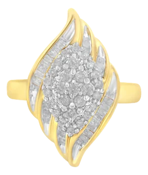 10K Yellow Gold Diamond Cocktail Ring (3/4 Cttw, I-J Color, I2-I3 Clarity) - Size 7-1/2