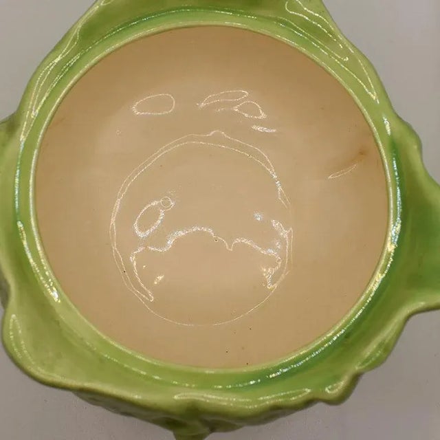 Mid-Century Modern Vintage Green Ceramic Lettuce Cabbageware Serving Tureen After Dodie Thayer For Sale - Image 3 of 7