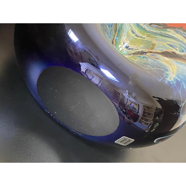 Signed Joan Reep Cobalt Silver Glass Studio Art Glass Vase For Sale - Image 15 of 15