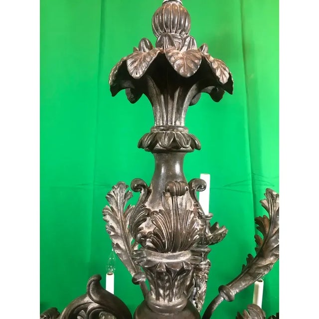 Traditional Vintage Italian Hand Carved 2 Tier Chandelier With 12 Lights For Sale - Image 3 of 12