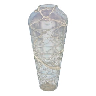 Murano Glass Vase in White Glass Paste Lattice, 1940s For Sale