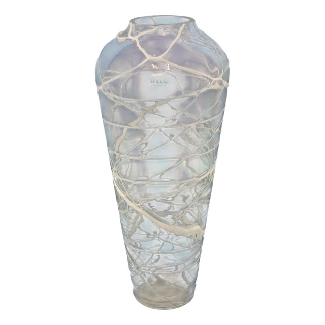 Murano Glass Vase in White Glass Paste Lattice, 1940s For Sale
