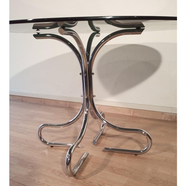 Vintage Italian Smoked Glass Chrome Coffee Table, 1970s For Sale - Image 14 of 18