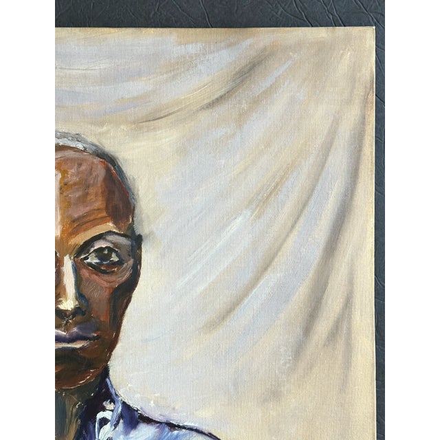 Brown Vintage Original Oil Painting Portrait of an African American Man For Sale - Image 8 of 12