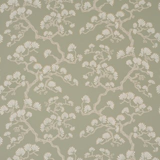 Sample - Schumacher Hinata Wallcovering In Sage For Sale