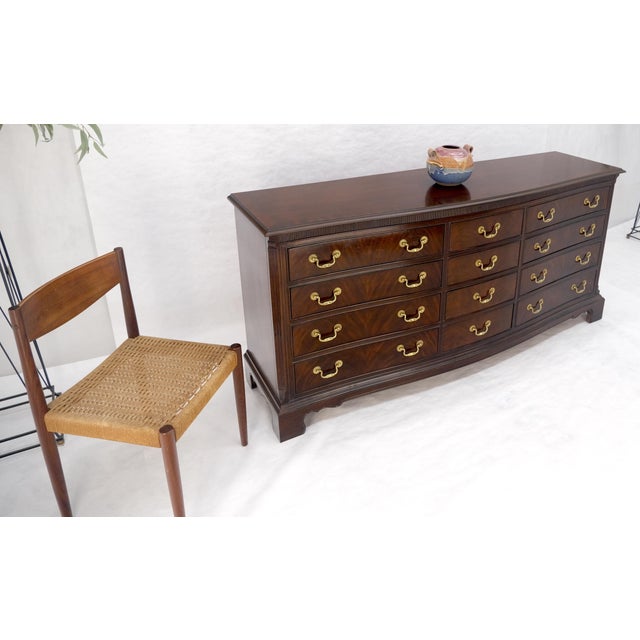Drexel Mahogany Banded Top Brass Pulls 12 Drawers 75" Long Dresser Credenza MINT For Sale - Image 14 of 15