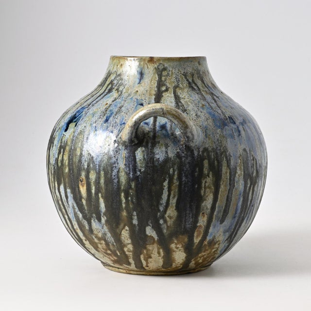 1930s Blue Drip Glaze Stoneware Vase from Roger Guerin, 1930s For Sale - Image 5 of 13