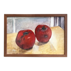 Oil on Masonite Painting, Signed Whitey, Two Tomatoes, Framed