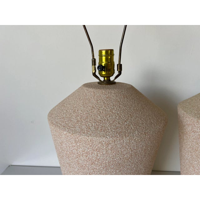 1980s 80's Postmodern Beige Ceramic Table Lamps - a Pair For Sale - Image 5 of 11