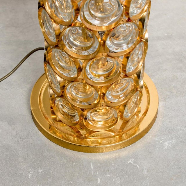 1970s Gold-Plated and Crystal Floor Lamp attributed to Palwa, 1960s For Sale - Image 5 of 9