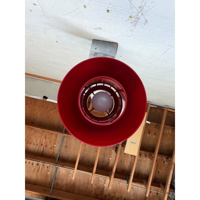 Red Acrylic Dome Pendant Light With Inner Diffuser Mid-Century Modern 1970s For Sale - Image 4 of 8