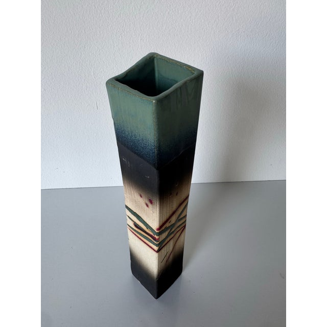 Mid-Century Modern 1990’s Vintage Abstract Design Studio Pottery Tall Vase For Sale - Image 3 of 11