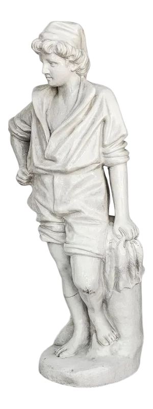 Vintage Statue of a French Boy Holding Fish 38" High
