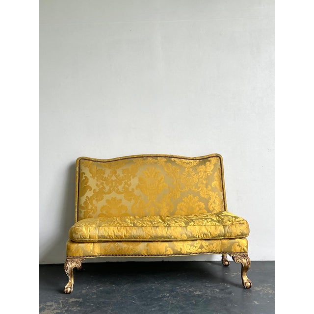 Wood Vintage Lillian August Fleur De Lys Banquette Sofa For Sale - Image 7 of 18