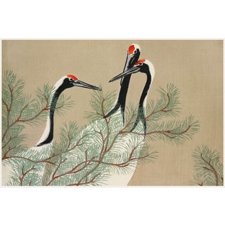 Cranes, Kamisaka Sekka, Japanese Woodblock Art Print Reproduction, 36" X 24" For Sale