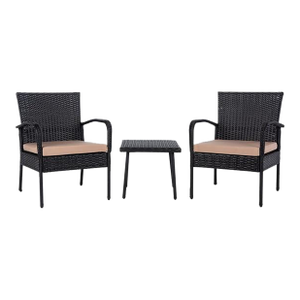 Moore 3-Piece Lounge Set, Black Frame/Beige Cushion