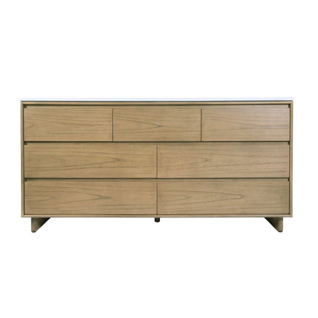 Cream Halmstad 72 in. W Rectangular Wood Double Sink 5 Drawer Bathroom Vanity Set, Blonde Oak For Sale - Image 8 of 11