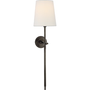 Thomas O'Brien for Visual Comfort Signature Bryant Large Tail Sconce in Bronze with Linen Shade