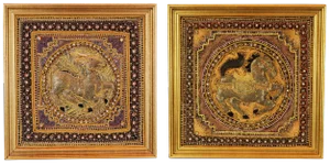Pasargad DC Hand Made India Beaded Gazelle Raised Wall Art - A Pair