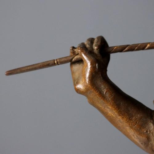 Metal Shepherd with Herds Bronze Sculpture by G. Morlaiter For Sale - Image 7 of 11