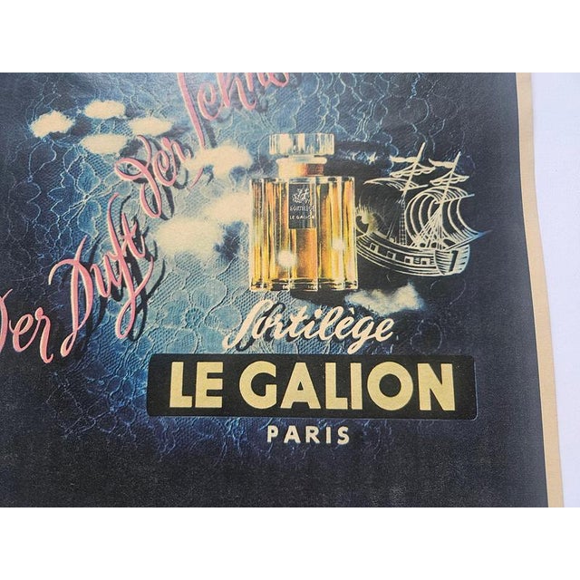 Art Deco Parfume Le Galion Advertising Poster, France, 1940s For Sale - Image 4 of 8