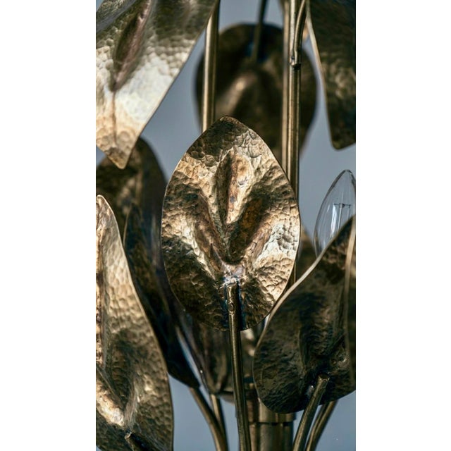 Bottega Gadda 1970s Mid-Century Modern Brutalist Brass Floral Table Lamp, Artisan Sculptural Lighting For Sale - Image 4 of 6
