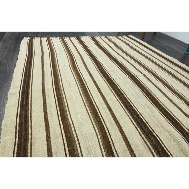 1970s Vintage Turkish Oushak Handmade Wool Cotton Beige Area Rug For Sale - Image 5 of 11