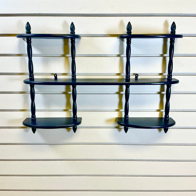 Mid 20th Century Mid-Century Boho Chic Traditional Wood Display Wall Mounted Shelf For Sale - Image 5 of 12